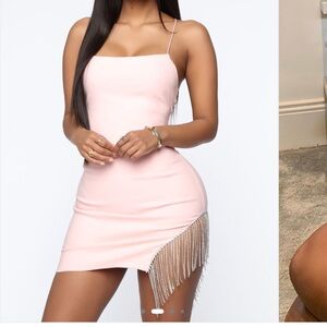 Fashion Nova Blush Pink Mini Dress with Fringe